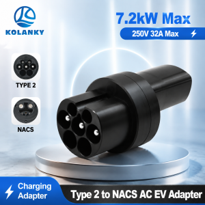 Kolanky EV Charger Adapter Type 2 To NACS AC Connector IP54 32A 7.2KW Charging For NACS Eletric Vehicle Model Y/S/3 EV Charge