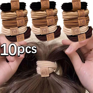 10pcs High Elasticity Nylon Hair Rope / Leather Band Hair Tie / Simple Ponytail Holder  / Korean Scrunchie Headwear / Seamless Little Bear Head Rope
