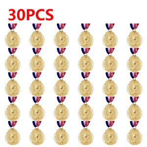 50PCS Gold Silver Bronze Award Medal Round with Neck Ribbon 2 Inches Medals Winner Reward Football Competition Prizes