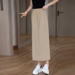 High Waist Versatile Slimming Half-length Pants Skirt Womens Summer New Loose Wide-leg Textured Sensation Workwear Skirt Pants