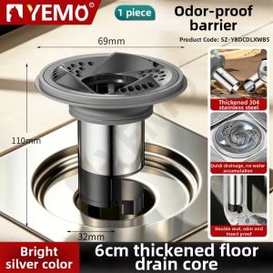 YEMO | Anti-Odor Bathroom Floor Drain Core Hair Filter