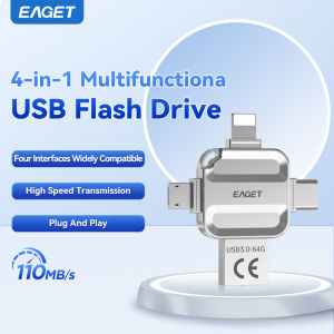 Eaget 4 in 1 Mini USB Flash Drive USB Type C Mirco B Lighting to USB 3.2 Pendrive USB Memories Stick for Phones PC Laptops