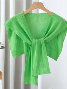 Mùa Hè Mũi Khoan Lụa Mỏng Dệt Kim Áo Khoác Nhỏ Chống Nắng Cho Nữ Sinh Áo Choàng Ngắn Buộc Vai Bảo Vệ Cổ Áo Choàng