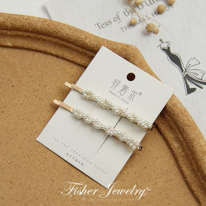 Korean Style Pearl Side Hair Clip Bangs Clamp Simple Elegance Hair Card Matched Pair Alloy Plated Silver Gold Edge Clamp