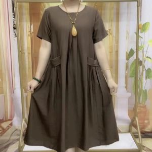 DSF Studio summer new middle-aged mother fattening increase fashion casual versatile age reduction double-sided net color big board pocket dress
