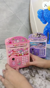 Timi Baby New Character Purple and My Pink Piggy Bank Password and Fingerprint Lock Money Saving Box with Handle Perfect for Gift