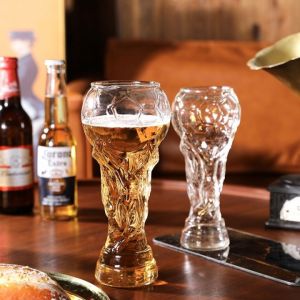 450ml World Cup Beer Glass Football Shape Mugs Beer Cup Goblet Creative Drink Ware Sturdy Crystal Cup For Men Goblet Shot Glass