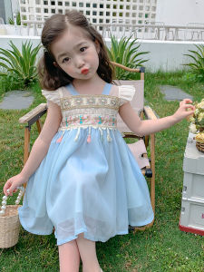 Princess Style Summer Dress for Girls Baby Girls Fashionable Strap Dress Childrens Skirt A-Line Polyester Fiber Korean Style