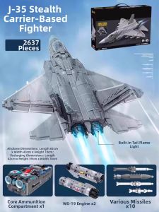 JIAAI | High Difficulty Educational J-35 Carrier Fighter and J-20 Building Blocks for Boys Aged 6+