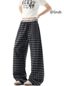 Grace Rub | Korean Style Black and White Checkered Double Waist Spliced Vintage Mens Casual Pants