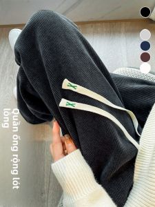 JIANGLU | Plus Size Womens Casual Fleece Lined Wide Leg Pants High Waist Slimming Loose Fit European Cotton Velvet Warm Sporty Trousers