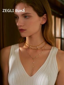 สร้อยคอโซ่กระดูกไหปลาร้าชุบเงิน ZEGL แฟชั่นสตรี ทรงยาว เครื่องประดับแฟชั่นระดับไฮเอนด์ ชุบโลหะผสม โซ่สำหรับเสื้อกันหนาว