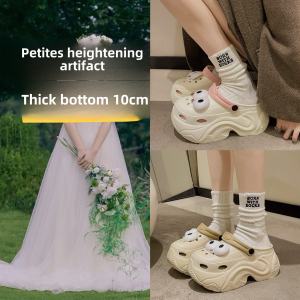 Eva Thick Heel 10cm Womens Summer Outdoor Sandals Beach Anti-slip Cartoon Headed Clog Shoes Slip-On Low Top Daily Wear