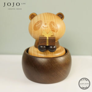 Jojos L. Hongze Travel Music Box Panda Gift Simple Modern Style Wooden Decorative Item for Friends Birthday Present