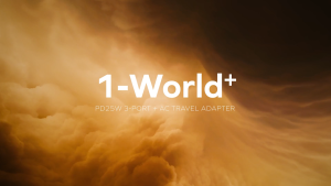 Momax Universal Travel Adaptor 1-World GaN Fast Charging PD 25W Type C&A USB 3/4 Port Built-in Cable