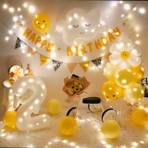 Tặng Bơm và Keo - Set Trang Trí Sinh Nhật Cho Bé Gái Trai Phong Cách Hàn Quốc Bong Bóng Mặt Cười Dễ Thương - MBB DECOR