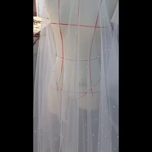 สินค้ามีคุณภาพ 3M / 1.5M ผ้าคลุมหน้าแต่งงาน คลุมหน้าเจ้าสาว เวลลูกไม้ประดับไขมุก สีขาว สตูดิโอถ่ายภาพ