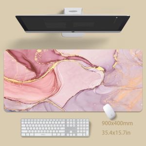 Potdemiel | Marble 80x30cm XXL Lock Edge Mousepads Large Gaming Mousepad Keyboard Mat Mouse Mat Beast Desk Pad Mouse Pad For Gift