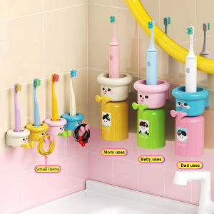 1PCS Kids Creative Toothbrushes HolderHousehold No Punching Organiser Rack with Cups for Toothpaste Comb2 In 1 Gargle Cup