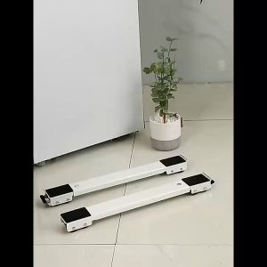 Adjustable Washing Machine Base Stand with Safety Buckle and Anti-Slip Pads Universal Mobile Refrigerator Dolly with Upgraded Plastic Wheels Heavy-Duty Metal Appliance Roller for Dryer - Max Load 300kg