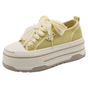 LANKAMO | Womens Sporty Mesh Shoes With Thick Heel For Summer 2025 New Style Casual Versatile Platform Slippers Increased Height