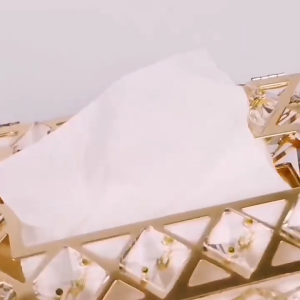 BW-C1290 Tempat Tisu Kristal Elegan Kotak Tisu Gold Hiasan Ruang Tamu Tempat Penyimpanan Kotak Tisu