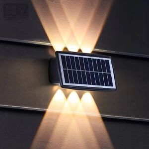 Đèn Tường LED Năng Lượng Mặt Trời Đèn Tường Sân Vườn Trang Trí Ngoài Trời Chống Nước Đèn Chiếu Sáng Cảnh Quan Phát Sáng Lên Xuống Dùng Cho Hàng Rào Sân Trong Cầu Thang Đèn Hàng Rào Hành Lang Sân Trong