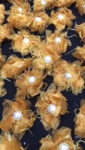 1pcs 8cm Pearl Ostrich Feather Flower 3D Flower Organza Feather Flower  DIY Decoration Patches