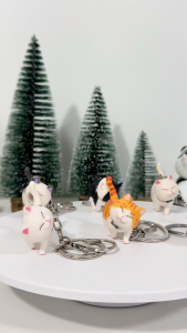 Cute Cartoon Cat Keychain Anti-lost Key Ring for Women Girls Bag Pendant