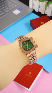 Paket Box Exclusive + Paperbag + Kartu / Jam Tangan Aigner Bungkuk Romawi VA-973DA / Jam Tangan Fashion Wanita Tali Rantai Diameter 3 cm