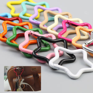1~20pcs Round Corner Lacquered Pentagram 31mm Spring Clip Keychain for Jewelry Making Key Chains DIY Phone Chain Accessories