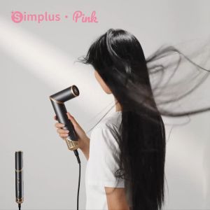 SimplusPINK 5 in 1 Hot Air Brush Hair Blower and Styler High Speed Hair Dryer 6 Exchangeable Brush Foldable 130 Million Negative Ions