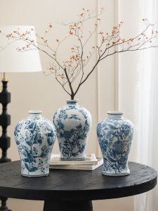 Bình Hoa Gốm Sứ Họa Tiết Hoa Cúc Trung Hoa Mới Dùng Để Trang Trí Phòng Khách Nhà Bếp Tủ Trưng Bày Bàn Ăn Quà Tặng