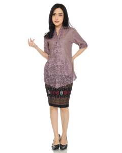 setelan kebaya encim bordir polos lengan pendek