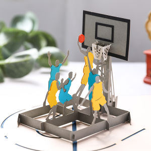 3D Foldable Basketball Paper Sculpture Birthday Card Creative Gift for Male Friends Valentines Day Greeting Card