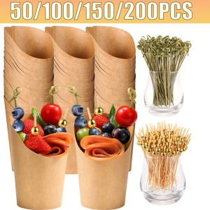 50-200PC Kraft Paper French Fries Cup Disposable Fry Charcuterie Cups For Party Celebrations Various Snacks Cupcake Paper Cups