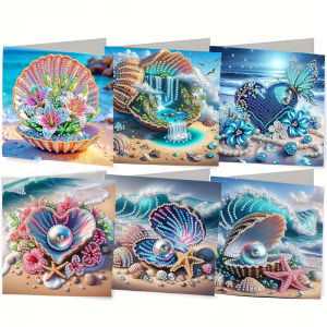 Bộ Dụng Cụ Vẽ Tranh Kim Cương Tự Làm 6 Món/bộ Họa Tiết Biển Độc Đáo Tranh Khảm Đá Pha Lê Bộ Dụng Cụ Làm Thiệp Sinh Nhật Bộ Tùy Chỉnh Chất Liệu Acrylic