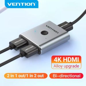 Vention HDMI Switcher 4K Bi-Direction 2.0 HDMI Switch 1x2/2x1 Adapter 2 in 1 Out Converter for PS4/5 Xiaomi TV Box Blu-Ray Player Fire Stick Roku HDMI Splitter