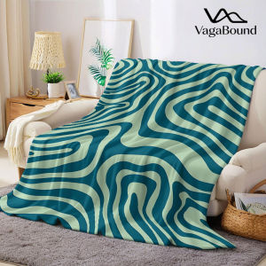 teal wavy zebra Flannel Blanket Warm Soft Halloween Christmas Decorative Couch Warm Cozy All-Season Gift