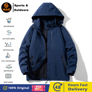 VUUG Fashion Mens Mountaineering Waterproof Jacket Hooded Lightweight Jacket Removable Hood Windproof Jacket