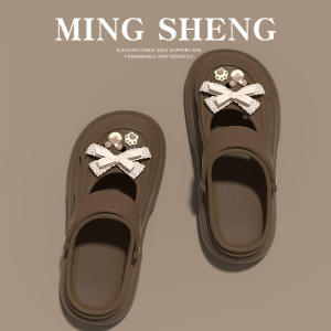 Mary Janes Clog Shoes Womens Cute Outdoor Wearable Versatile Ins Student Anti-Slip Odorless Thick Bottom Toe Cover Slippers