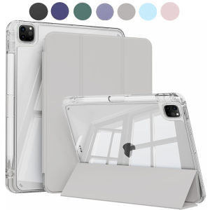 case For iPad Pro 11 1st/2nd/3rd/4th gen Case with Pencil Holder Hard Clear Transparent Back & Soft TPU Shockproof Frame Cover