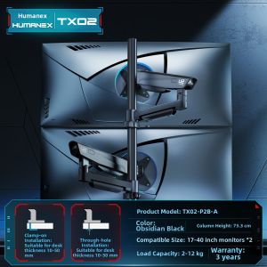 HumaneX | Adjustable Dual Screen Arm Upgrade for Two PCs