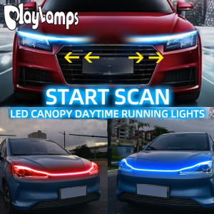 LED Daytime Running Light Scan Starting Car Hood Decorative Lights DRL Auto Engine Hood Guide Decorative Ambient Lamp 12V