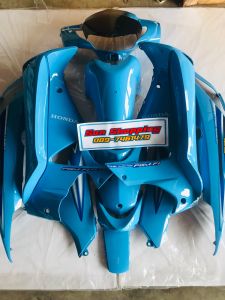 เปลือกมอเตอร์ไซร์รุ่นเวฟ125i ไฟเลี้ยวบังลมสีฟ้าดรีมมี13ชิ้นเปลือกงานABSประกอบสนิท