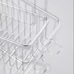 [SG Stock]Shower Mixer Tap Hanging Basket No Drill Bathroom Organizer Shelf with Hooks