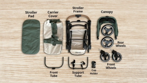 Ibiyaya Retro Luxe Pet Stroller-Soft Sage (DA-3107)