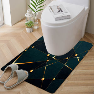 VIKAMA Toilet U-Shaped Floor Mat Waterproof And Dirt-Resistant Pvc Floor Rug Anti-Slip Mat For Bathroom And Washroom Home Decor