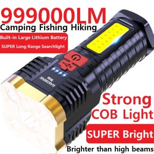 Original UltraFire Strong Light LED Flashlight USB Rechargeable Powerful LED Torch Lamp COB Side Light Lightweight Material Suit for Camping Hiking