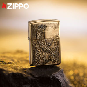 Zippo Soring Eagle Emblem Design Brushed Brass Pocket Lighter | Zippo 20854 (Lighter Without Fuel Inside) การออกแบบตราสัญลักษณ์ Soring Eagle ประกอบไม่มีเชื้อเพลิงภายใน |